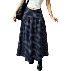 image:imageGORGLITTER Womens Plaid Maxi Skirt Gingham Drop Waist Y2k Fall SkirtsDark Blue