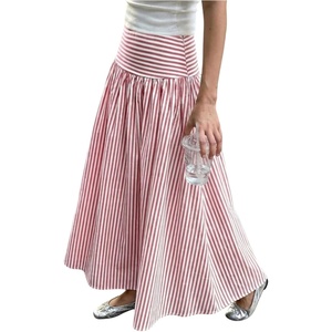 image:imageGORGLITTER Womens Plaid Maxi Skirt Gingham Drop Waist Y2k Fall SkirtsRed and White
