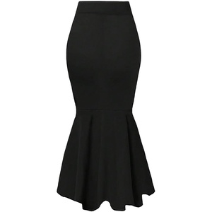 image:imageGORGLITTER Womens Ruffle Maxi Pencil Skirts High Waisted Long SkirtSolid Black