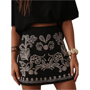 image:imageGORGLITTER Womens Western Concert Outfits Boho Embroidered A Line SkirtsBlack