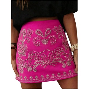 image:imageGORGLITTER Womens Western Concert Outfits Boho Embroidered A Line SkirtsHot Pink