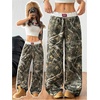 image:imageGORGLITTER Womens Double Waisted Camo Wide Leg Sweatpants Baggy TrouserArmy Green