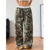 image:imageGORGLITTER Womens Double Waisted Camo Wide Leg Sweatpants Baggy TrouserArmy Green