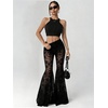 image:imageGORGLITTER Womens Lace Bell Bottom Pants Trousers Rave Gothic ClothesLace Black D