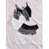 image:imageGORGLITTER Womens Lace Matching Bra and Panty Sets Bra and Underwear SetBlack White Grey