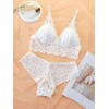 image:imageGORGLITTER Womens Lace Matching Bra and Panty Sets Bra and Underwear SetWhite Black Pink