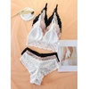 image:imageGORGLITTER Womens Lace Matching Bra and Panty Sets Bra and Underwear SetWhite Black Pink