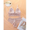 image:imageGORGLITTER Womens Lace Matching Bra and Panty Sets Bra and Underwear SetWhite Black Pink