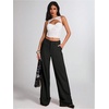 image:imageGORGLITTER Womens Low Rise Dress Pants Wide Leg Business Office TrousersPure Black