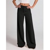 image:imageGORGLITTER Womens Low Rise Dress Pants Wide Leg Business Office TrousersPure Black