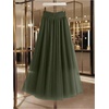 image:imageGORGLITTER Womens Pleated Mesh Flowy Fall Boho Business Casual Maxi SkirtsArmy Green