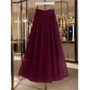 image:imageGORGLITTER Womens Pleated Mesh Flowy Fall Boho Business Casual Maxi SkirtsBurgundy