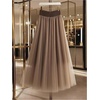 image:imageGORGLITTER Womens Pleated Mesh Flowy Fall Boho Business Casual Maxi SkirtsMocha Brown