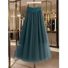image:imageGORGLITTER Womens Pleated Mesh Flowy Fall Boho Business Casual Maxi SkirtsTeal Blue