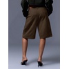 image:imageGORGLITTER Womens Pleated Tailored Bermuda Dressy Shorts Business OutfitsCoffee Brown