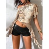 image:imageGORGLITTER Womens Y2k Leather Shorts Studded Low Rise Rave Micro ShortsBlack