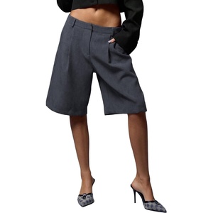image:imageGORGLITTER Womens Pleated Tailored Bermuda Dressy Shorts Business OutfitsGrey