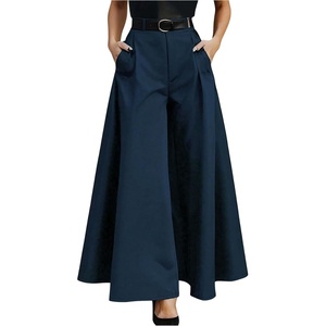 image:imageGORGLITTER Womens Wide Leg Dress Pants Baggy High Waist Slacks Work PantBlue