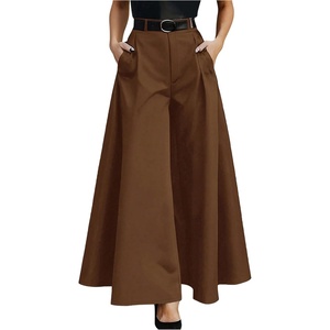 image:imageGORGLITTER Womens Wide Leg Dress Pants Baggy High Waist Slacks Work PantCoffee Brown