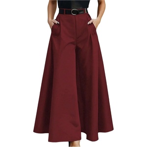 image:imageGORGLITTER Womens Wide Leg Dress Pants Baggy High Waist Slacks Work PantRed
