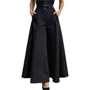 image:imageGORGLITTER Womens Wide Leg Dress Pants Baggy High Waist Slacks Work PantSolid Black