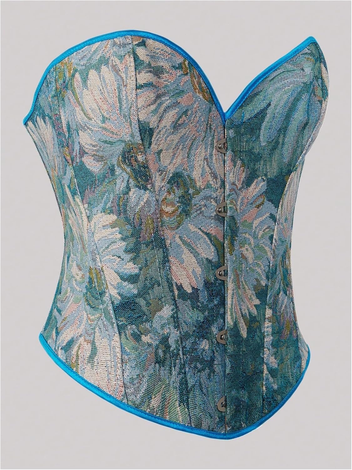 image:imageGORGLITTER Womens Vintage Bustier Corset Top Back LaceUp Strapless Shapewear Overbust Bandeau Tube TopBlue