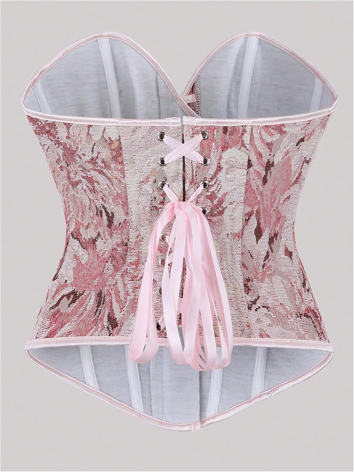 image:imageGORGLITTER Womens Vintage Bustier Corset Top Back LaceUp Strapless Shapewear Overbust Bandeau Tube TopPink
