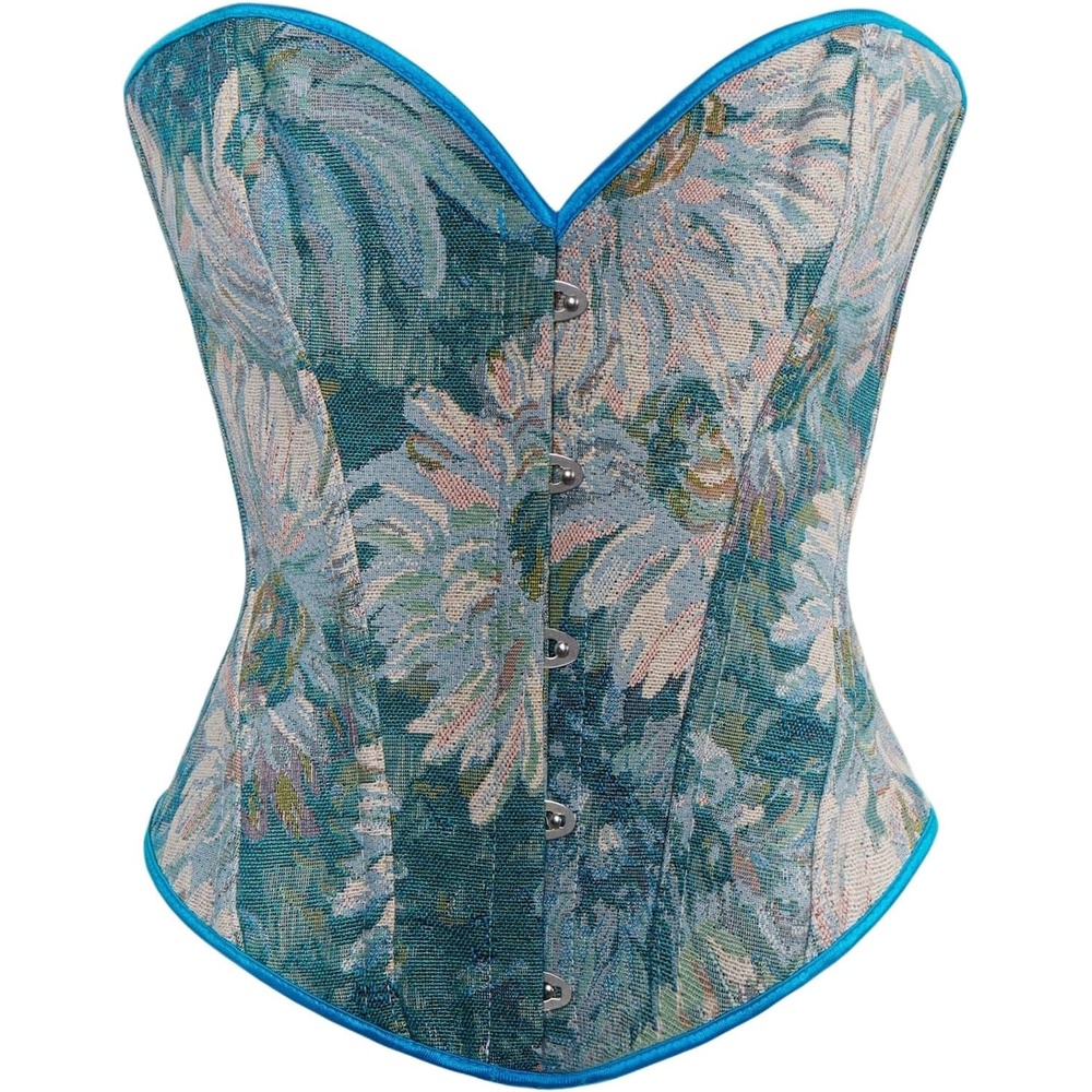 image:imageGORGLITTER Womens Vintage Bustier Corset Top Back LaceUp Strapless Shapewear Overbust Bandeau Tube TopBlue