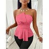 image:imageGORGLITTER Womens Asymmetrical Tube Tops Babydoll Strapless Top Going OutHot Pink