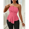 image:imageGORGLITTER Womens Asymmetrical Tube Tops Babydoll Strapless Top Going OutHot Pink