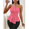 image:imageGORGLITTER Womens Asymmetrical Tube Tops Babydoll Strapless Top Going OutHot Pink