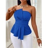 image:imageGORGLITTER Womens Asymmetrical Tube Tops Babydoll Strapless Top Going OutRoyal Blue