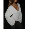 image:imageGORGLITTER Womens Bell Sleeve Cinched Waist Tops Y2k V Neck Sexy T ShirtsWhite