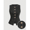 image:imageGORGLITTER Womens Button Down Denim Vest Sleeveless Tank Tops Fall DressyDark Grey