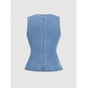 image:imageGORGLITTER Womens Button Down Denim Vest Sleeveless Tank Tops Fall DressyLight Wash
