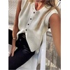 image:imageGORGLITTER Womens Button Up Sweater Vest Crewneck Sleeveless Knit Sweater Tank TopWhite