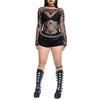 image:imageGORGLITTER Womens Fishnet Top Shirt Y2K Rave Goth Concert Long Sleeve TopsBlack