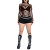image:imageGORGLITTER Womens Fishnet Top Shirt Y2K Rave Goth Concert Long Sleeve TopsBrown