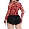 image:imageGORGLITTER Womens Fishnet Top Shirt Y2K Rave Goth Concert Long Sleeve TopsRed