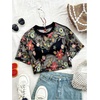 image:imageGORGLITTER Womens Floral Embroidered Sheer Going Out Concert Club Sexy TopBlack Floral