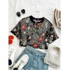 image:imageGORGLITTER Womens Floral Embroidered Sheer Going Out Concert Club Sexy TopBlack Floral