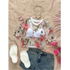 image:imageGORGLITTER Womens Floral Embroidered Sheer Going Out Concert Club Sexy TopWhite