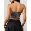 image:imageGORGLITTER Womens Fringe Paisley Print Strapless Asymmetrical Bandeau TopsBlue Sun