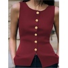 image:imageGORGLITTER Womens Going Out Vest Top Sleeveless Knit Cute Cardigan SweaterBurgundy