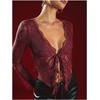 image:imageGORGLITTER Womens Lace Going Out Tops Tie Front Y2k Cropped Sexy Rave TopBurgundy