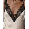 image:imageGORGLITTER Womens Lace Satin Silk V Neck Spaghetti Strap Cami TopApricot