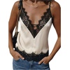 image:imageGORGLITTER Womens Lace Satin Silk V Neck Spaghetti Strap Cami TopApricot