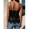 image:imageGORGLITTER Womens Lace Satin Silk V Neck Spaghetti Strap Cami TopBlack