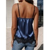 image:imageGORGLITTER Womens Lace Satin Silk V Neck Spaghetti Strap Cami TopBlue