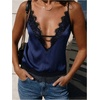 image:imageGORGLITTER Womens Lace Satin Silk V Neck Spaghetti Strap Cami TopBlue